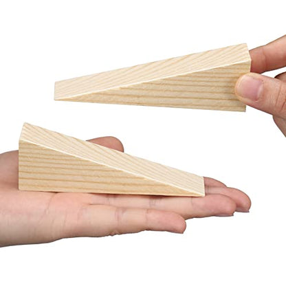 Treela Wooden Wedges for Chair Caning Supplies Wood Wedge Non Slip Wood Door Wedge Tool Triangle Block for Chair Caning Door Stop, 3.94 x 1.18 x 1.18 Inch(10 Pieces)