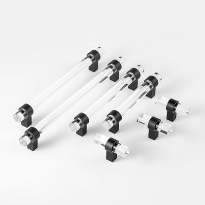 10 Pack Cabinet Handles, Crystal Drawer Pulls 3-3/4 inch (96mm) Hole Center, Kitchen Cabinet Pull Glass Dresser Pulls - color: Matte Black, size: Hole Center : 3-3/4 Inch (96mm), style: 10 Pack