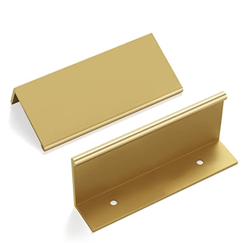 Goldenwarm 5 Pack Gold Finger Edge Pulls Drawer Finger Pulls Champagne Gold Kitchen Hardware Handles Bedroom Dresser Drawers,3in Hole Center - color: Matte Gold, size: 3in(76mm) Hole Centers
