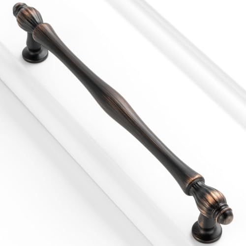 10 Pack 6-1/4 Inch Oil Rubbed Bronze Cabinet Pulls Brushed Bronze Cabinet Handles Bronze Hardware for Kitchen Cabinets 2510 Drawer Dresser Cupboard Bedroom Bathroom - color: Oil Rubbed Bronze, size: 6-1/4 In Hole Distance