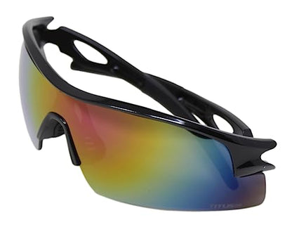 TITUS G20 All Sport Safety Glasses Shooting Eyewear Motorcycle Protection ANSI Z87+ Compliant - color: Black Frame - Full Spectrum Mirror Lens - With Pouch