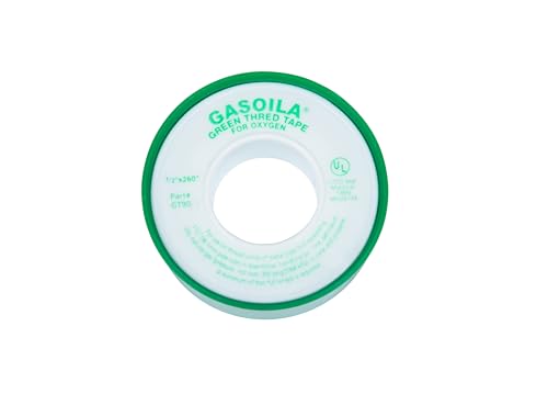 Gasoila Green PTFE Thread Seal Tape – Professional-Grade High-Density Thread Tape for Oxygen Lines – Leak-Proof Seal, Non-Toxic (1/2 Inch x 260 Inch Roll) - size: 1/2 Inch x 260 Inch Roll