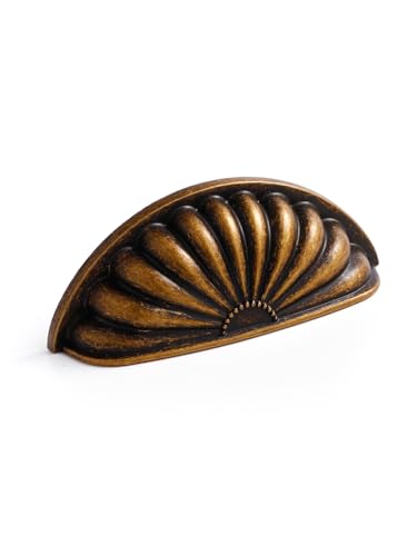Antique Brass Cabinet Cup Pulls 2.5" Hole Center 10 Pack Vintage Drawer Pulls Kitchen Hardware Cabinet Handles Dresser Handles - color: Antique Brass, size: 2.5"(64mm) Hole Center