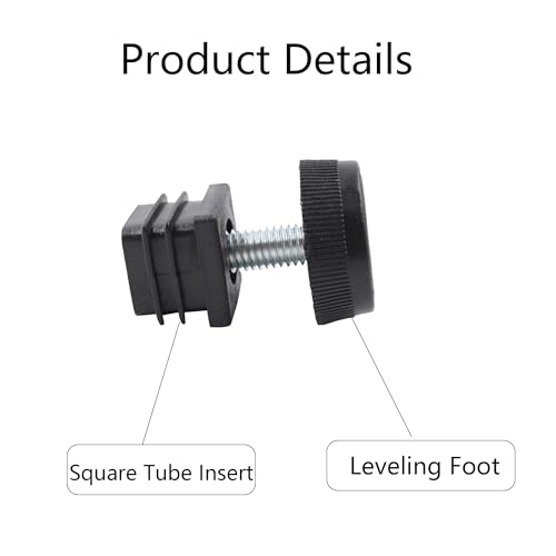 8Pcs Adjustable Leveling Feet, Square Insert Kit, Furniture Glide Leveler, Black, 20x20mm, 30x11mm, For Cabinets, Sofa Tables, Chairs - size: 20x20mm