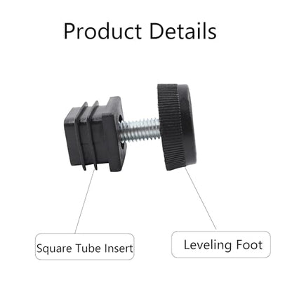 8Pcs Adjustable Leveling Feet, Square Insert Kit, Furniture Glide Leveler, Black, 20x20mm, 30x11mm, For Cabinets, Sofa Tables, Chairs - size: 20x20mm