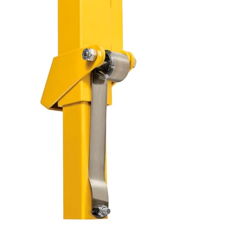 Global Industrial Steel Ladder Safety Post with Pull-Loop Handle, Yellow Powder Coated, 63"H, Automatic Locking Safety Bracket, For Easy Ingress and Egress Points