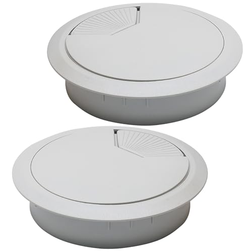 Desk Grommet 3-1/8" (80 mm), Desk Cord Hole Cover, Cable Grommet ABS Plastic, Desk Hole Grommet for Office and Home Table Cable, Detachable Adjustable Cable Cord Organizer (Light Grey 2 Pcs) - size: 3-1/8" (80 mm), style: 2 pcs Light Grey