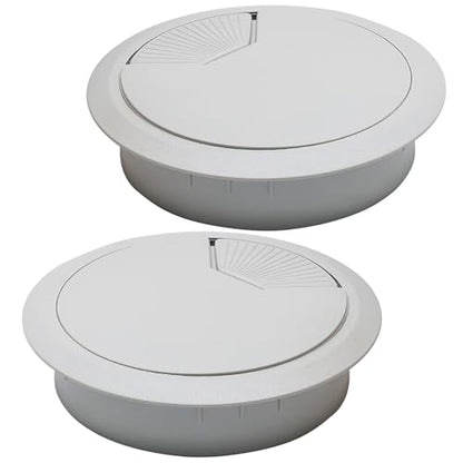 Desk Grommet 3-1/8" (80 mm), Desk Cord Hole Cover, Cable Grommet ABS Plastic, Desk Hole Grommet for Office and Home Table Cable, Detachable Adjustable Cable Cord Organizer (Light Grey 2 Pcs) - size: 3-1/8" (80 mm), style: 2 pcs Light Grey