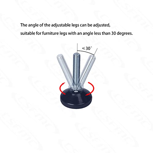Furniture Leveler Swivel Feet PTFE(Teflon) Bottom(35mm Base),Threaded Shank(5/16-18) Adjustment Pads,Table/Chair/Cabinet/Sofa Medium Legs Leveling,Nuts Installation and Floor Protection(4 Pack) - size: 4 Pack,35mm Base 5/16-18