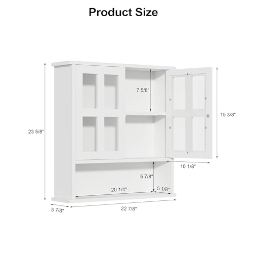 Modern Hanging Bathroom Cabinet, Sturdy Wooden Medicine Cabinet with Buffering Hinge & Anti-Scratch Door, Space-Saving Wall Mounted Over Toilet (Cross-Panel Door) - style: Cross-Panel Door