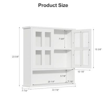 Modern Hanging Bathroom Cabinet, Sturdy Wooden Medicine Cabinet with Buffering Hinge & Anti-Scratch Door, Space-Saving Wall Mounted Over Toilet (Cross-Panel Door) - style: Cross-Panel Door