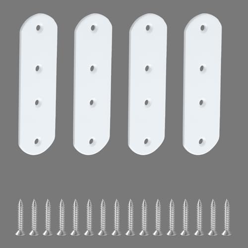 Alise 4 Pcs Flat Straight Brace Brackets Mending Plates Repair Fixing Bracket,125x38mm Stainless Steel White Finish - color: White Finish, size: 125mmX38mm