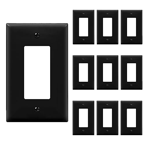ENERLITES Decorator Light Switch or Receptacle Outlet Wall Plate, Gloss Finish, Mid-Size 1-Gang 4.88" x 3.11", Unbreakable Polycarbonate Thermoplastic, UL Listed, 8831M-BK-10PCS, Black, 10 pack - color: Black, size: Mid Size