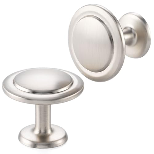 Brushed Nickel Cabinet Knobs Nickel Drawer Knobs, 10 Pack 1-1/4 Inch, 8222 Round Single Hole Cabinet Pulls for Kitchen Cabinets Drawers Bedroom Dresser Cupboard Bathroom Vanity - color: Brushed Nickel, size: 1-1/4 Inches, style: 10 Pack Round Knob