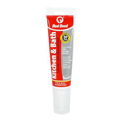 Red Devil 0883 Kitchen & Bath Low Odor Silicone Sealant, 2.8 Oz Squeeze Tube, White, Pack of 1 - color: White, size: 2.8 Oz., style: 1 - Pack