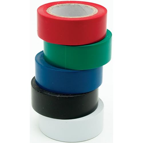 Performance Tool 1135 Electrical Tape Set - Red, Green, Blue, Black and White Electrical Tape, 5 Pack - size: Electrical Tape 5pc