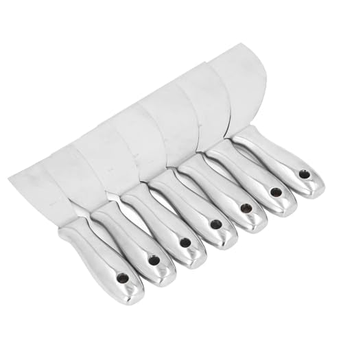 Stainless Steel Putty Knife Set, Comfortable Grip, Various Sizes, with Hang Hole, for Repairing Drywall, Removing Wallpaper, Applying Putty, Plaster, Cement