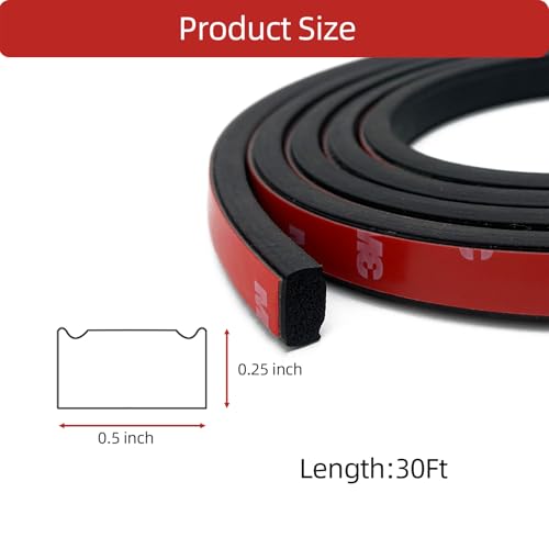 Foam Rubber Seal Strip, Self-Adhesive Rectangle EPDM Rubber Weather Stripping for RV, Boat, Auto, Truck, Marine, Garage Doors/Window and More, W:0.5"; H:0.25",30FT - size: (0.5inch ; 0.25inch)30ft