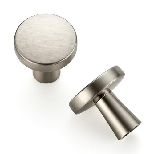 Ravinte 10 Pack Brushed Nickel Cabinet Knobs Mini Round Knobs Single Hole Solid Drawer Pulls for Dresser Drawers -1 Inch Diameter - color: Brushed Nickel