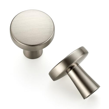 Ravinte 10 Pack Brushed Nickel Cabinet Knobs Mini Round Knobs Single Hole Solid Drawer Pulls for Dresser Drawers -1 Inch Diameter - color: Brushed Nickel