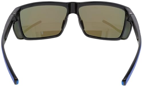 MCR Safety SR238BZDC Swagger SR2 Series Safety Glasses with Thermo Plastic Rubber Nose Pads and Detachable Side Shields, Black/Blue Frame, Blue Diamond Mirror MAX36 Polarized Lens - color: Black/Blue Frame (Blue Diamond Mirror Lens)
