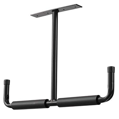 HOME RIGHT Overhead Garage Storage Hooks, Heavy Duty Double Ceiling Rack, 16.5’’ Utility Shed Hangers, Great for Pipe, Lumber, Ladder, Fishing Rod and Ski Board(4Pcs, Black)