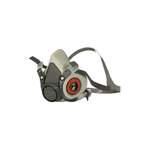 3M Half Facepiece Reusable Respirator 6200, NIOSH, Four-Point Harness, Comfortable Fit, Dual Airline Supplied Air Compatible, Bayonet Connections, Painting, Sanding, Cleaning, Medium - style: Medium