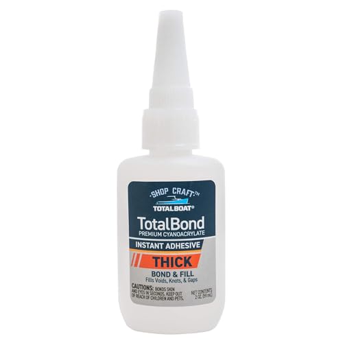 TotalBoat Thick CA Glue - TotalBond Cyanoacrylate Super Glue Adhesive for Wood, Stone, Brick, Plastic, Glass, Metal, Epoxy and Crack Repair - 2 oz - style: Thick