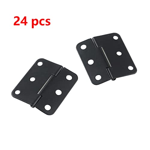 Antrader Flat Black Asymmetric Door Hinge Cabinet Gate Closet Hinge 1-1/2'' Long Home Furniture Hardware 24-Pack - color: Black, size: 1.5" X 1.3", 24pcs
