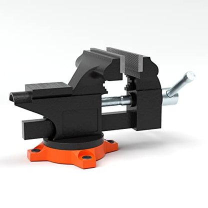 VEVOR Bench Vise, 4.5-inch Jaw Width 3.3-inch Jaw Opening, 240-Degree Swivel Locking Base Multipurpose Vise w/Anvil, Heavy Duty Cast Iron Workbench Vise w/Bolts & Nuts, for Drilling, Pipe Cutting - size: 4.5 Inch