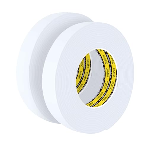 2 Pack Single-Sided Adhesive White Foam Tape, Single-Sided Sealing Strip Foam Pad Sponge Tape Window Weatherproof, Self-Adhesive Insulation Sealing Tape (White) 0.98inX16.4FT - size: 0.98inX16.4FTX2PACK