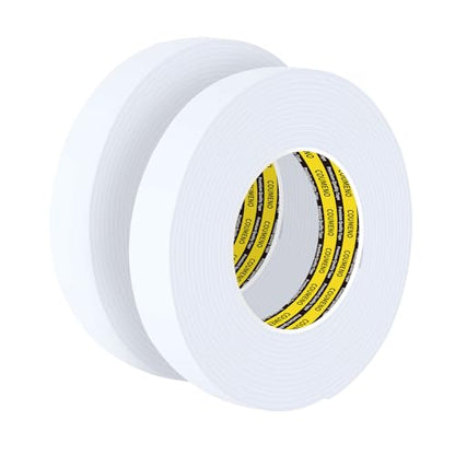 2 Pack Single-Sided Adhesive White Foam Tape, Single-Sided Sealing Strip Foam Pad Sponge Tape Window Weatherproof, Self-Adhesive Insulation Sealing Tape (White) 0.98inX16.4FT - size: 0.98inX16.4FTX2PACK