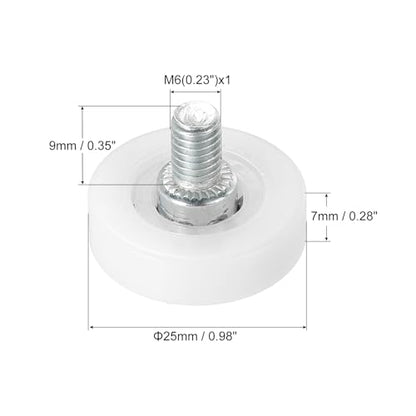 PATIKIL 25mm Drawer Rollers, 6 Pack Plastic Drawer Pulley Replacement Wheels Bearing Small Pulley with Nuts - size: 25 mm