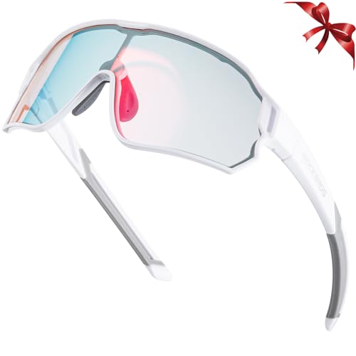 ROCKBROS Photochromic Sports Kids Sunglasses For Boys Girls Children Youth MTB Biking Sunglasses for Kids Ages 8 to 14 - color: White