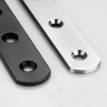 12" Flat Mending Plate 4Pcs Flat Straight Braces Stainless Steel Straight Brackets, Repair Fixing Bracket Connector, Mending Joining Plates with Screws, Black