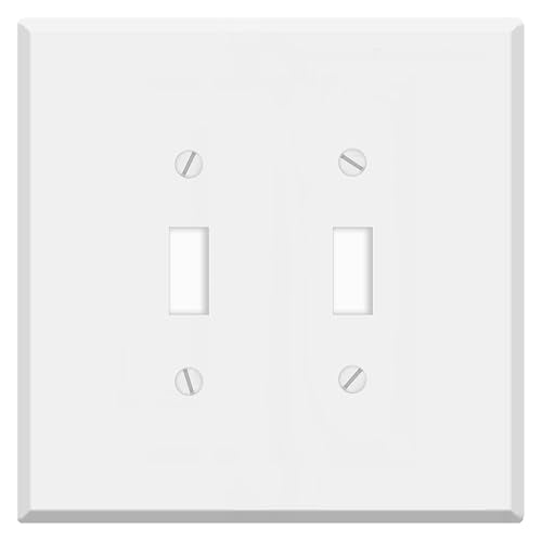 Oversized White Metal Outlet Covers, Toggle Switch 2-Gang Wall Plate, 5.5" x 5.50" Jumbo Toggle Wall Plate, Painted Metal, Corrosive Resistant, Matching Screws Included, Made in USA - color: White Metal, size: 2-Gang Toggle