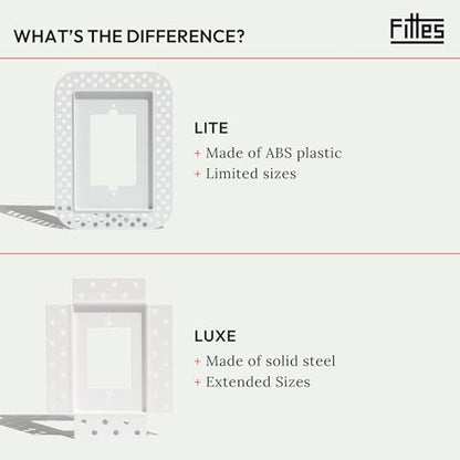 Fittes Flush Drywall Receptacle Mount [Lite]- 2 Gang Cotton White - size: 2 Gang, style: 1 Pack
