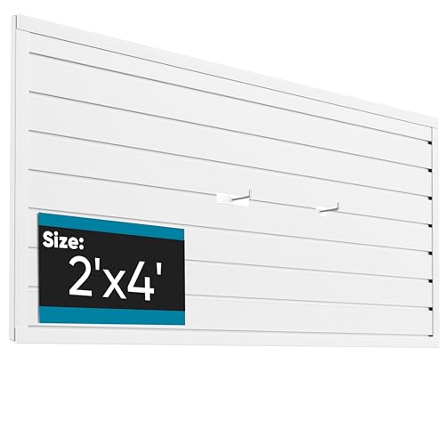 Brakki PVC Slat Wall Paneling 2x4 ft, Garage Organizer Storage System, White Slatwall Panels for Garage Organization Product, Heavy Duty Wall Mounted Tool Storage for Home - color: White, size: 2x4 Ft