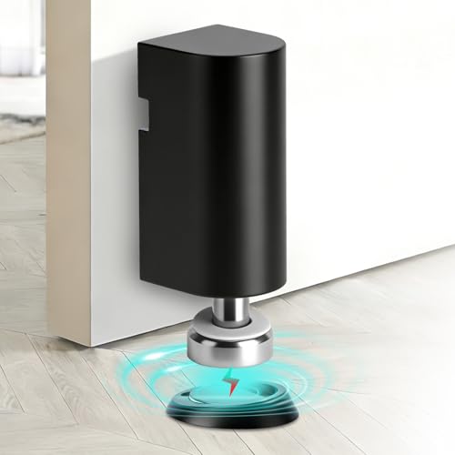 Magnetic Door Stopper Floor Mount, Heavy Duty Door Holder with Strong Magnet, Drill or No-Drill Installation, Includes Screws & Adhesive, Prevents Door Slamming for Home & Office (Black) - color: Magnetic Door Stopper