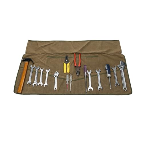 Super Tool Roll, Waxed Canvas Tool Pouch, Multi-Purpose Wrench Organizer, Waterproof Roll Up Tool Bag With 26 Pockets For Electrician, HVAC, Plumber, Carpenter or Mechanic,Large Socket Storage Case - style: 26 Pockets