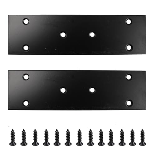 2PCS Black Stainless Steel Flat Mending Plates, 6.65" x 1.89" Straight Bracket Brace, Heavy Duty Metal Fixing Joining Plate for Furniture, Wood, Shelves, Fence - size: 6.65" X 1.89"