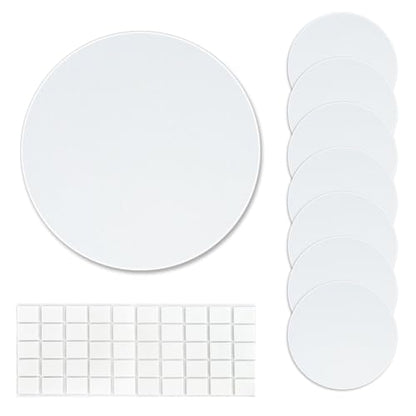 8 Pcs Ceiling Cover Plate, Screwless Wall Hole Cover, Plastic Flat Blank Wall Plate 5.91" with 50 Double-Sided Adhesive Stickers (Round) - style: Round