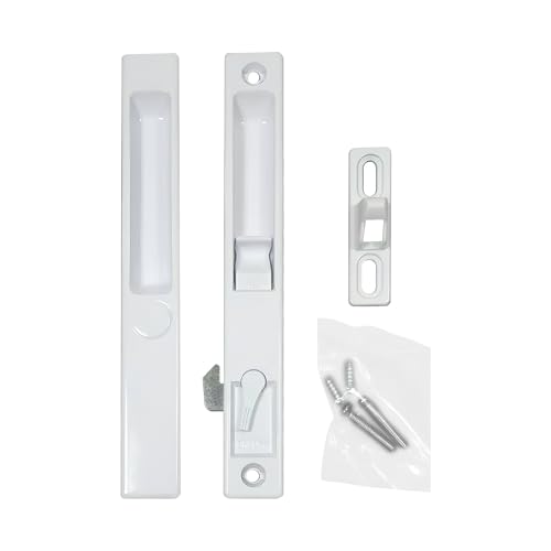 Sliding Glass Patio Door Handle Set, Flush Mount, Non-Keyed, 6-5/8" Screw Holes | Sliding Door Handle Replacement Hardware Repair Fix Sliding Door (DL-502 White)