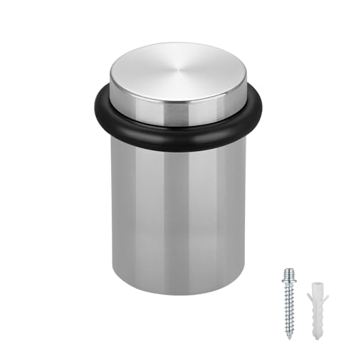 Floor Door Stopper Door Stop - Classy Solid Steel Modern Heavy Duty Door Stoppers - Floor Mount Anchor Screw - Wall Protector for Commercial Door (Stainless Steel Black, 2.0 Inch) - color: Stainless steel Black, size: 2.0 Inch