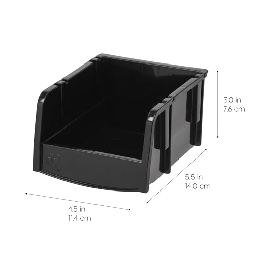 IRIS USA Extra Small Stackable Storage Bins, 24-Pack, 5.5 x 4.5 x 3 inch, |Made in USA|, Plastic Open Front Shelf Bin for Organizing Parts, Hardware, Tools, Supplies, Garage Shelf, Pantry - Black - size: Extra Small - 24 Pack