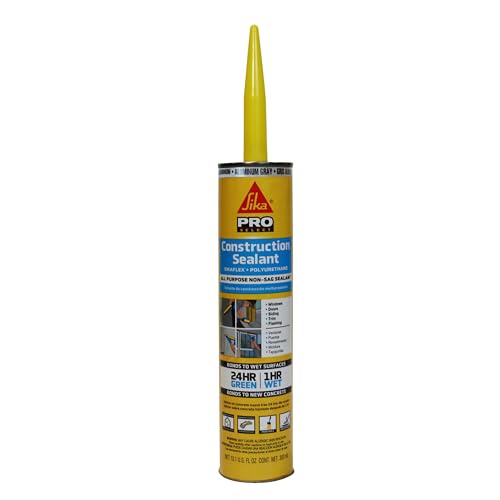 SIKA Sikaflex Construction Sealant - Aluminum Gray, Paintable Polyurethane, All-Purpose for Sealing Joints & Gaps, 10.1 fl. oz Cartridge - Weatherproof, Durable, Self-Leveling, Non-Corrosive - color: Aluminum Gray