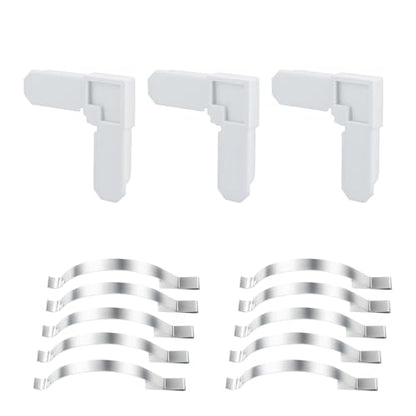 50-Pack 5/16 in. x 3/4 in. White Plastic Screen Frame Corners and 25-Pack Corner Mount Flat Window Spring Screen Tensioners for Window Screen Repair kit
