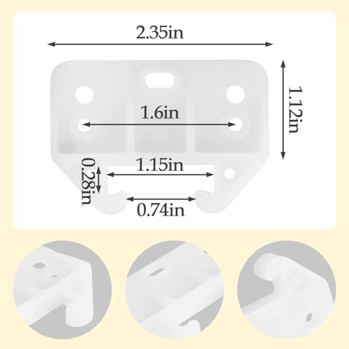 4 Pack White Drawer Rail Brackets Plastic Drawer Slides Guides with 12 Screws Dresser Drawer Slides Drawer Replacement Furniture Parts for Hutches, Drawer Systems and Dressers