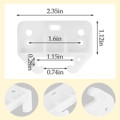 4 Pack White Drawer Rail Brackets Plastic Drawer Slides Guides with 12 Screws Dresser Drawer Slides Drawer Replacement Furniture Parts for Hutches, Drawer Systems and Dressers