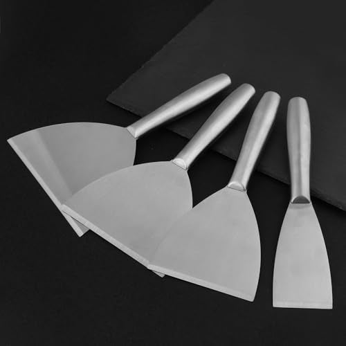 2", 3", 4", 5", 6" Putty Knife Scraper, Putty Knife Set, Stainless Steel Putty Knife, Wallpaper Scraper Paint Scraper Tool for Spreading Drywall Spackle, Plasterboard Mud, Scraping Paint, by GENHAKON